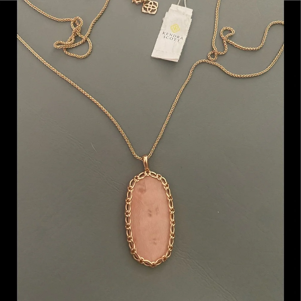 Kendra Scott Reid Macrame necklace blush wood - Picture 1 of 5